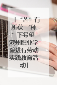 “芒”有所获 “种”下希望 滨州职业学院进行劳动实践教育活动