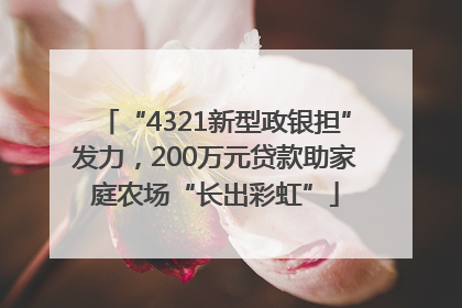 “4321新型政银担”发力，200万元贷款助家庭农场“长出彩虹”