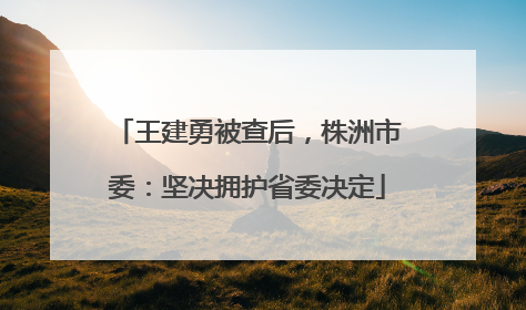 王建勇被查后，株洲市委：坚决拥护省委决定