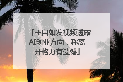 王自如发视频透露AI创业方向，称离开格力有遗憾