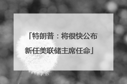 特朗普：将很快公布新任美联储主席任命