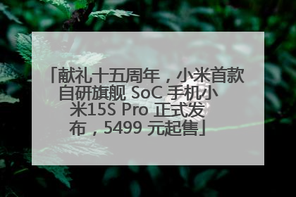 献礼十五周年，小米首款自研旗舰 SoC 手机小米15S Pro 正式发布，5499 元起售