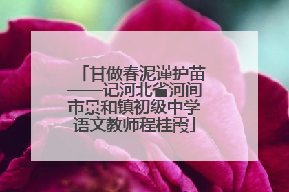 甘做春泥谨护苗——记河北省河间市景和镇初级中学语文教师程桂霞