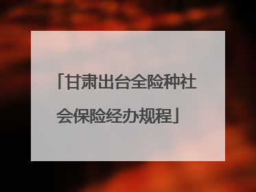 甘肃出台全险种社会保险经办规程