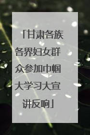甘肃各族各界妇女群众参加巾帼大学习大宣讲反响