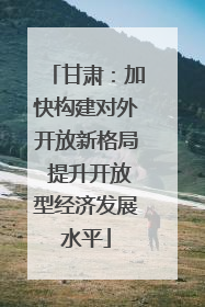甘肃：加快构建对外开放新格局 提升开放型经济发展水平