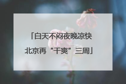 白天不闷夜晚凉快 北京再“干爽”三周