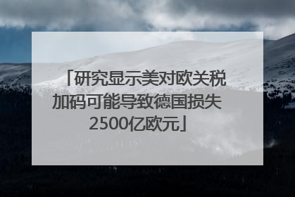 研究显示美对欧关税加码可能导致德国损失2500亿欧元
