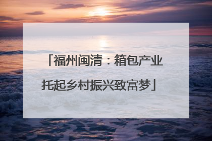 福州闽清：箱包产业托起乡村振兴致富梦