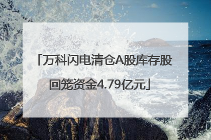 万科闪电清仓A股库存股 回笼资金4.79亿元