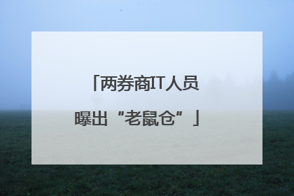 两券商IT人员曝出“老鼠仓”