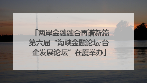 两岸金融融合再谱新篇 第六届“海峡金融论坛·台企发展论坛”在厦举办