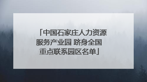 中国石家庄人力资源服务产业园 跻身全国重点联系园区名单