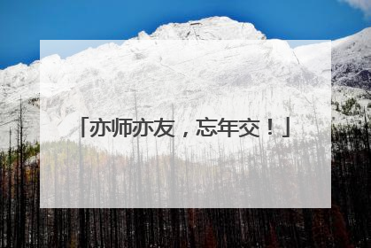 亦师亦友，忘年交！