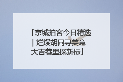京城拍客今日精选｜烂缦胡同寻美意 大吉巷里探新标