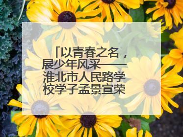 以青春之名，展少年风采——淮北市人民路学校学子孟景宣荣膺“新时代好少年”荣誉称号