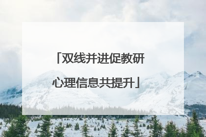 双线并进促教研 心理信息共提升