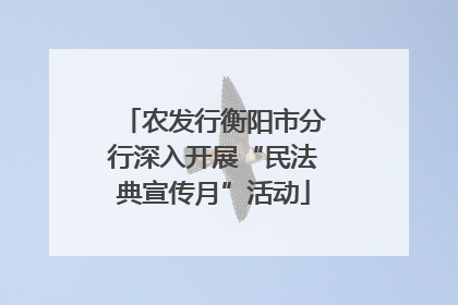 农发行衡阳市分行深入开展“民法典宣传月”活动