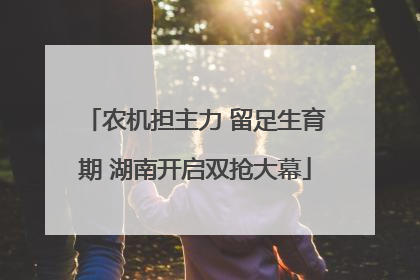 农机担主力 留足生育期 湖南开启双抢大幕