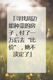 寻找周边能种菜的房子，付了一万后去“比价”，她不淡定了