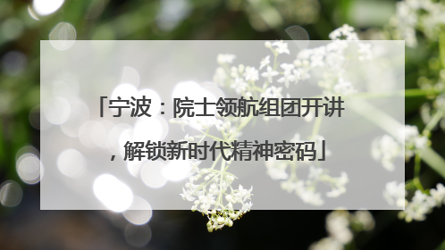 宁波：院士领航组团开讲，解锁新时代精神密码