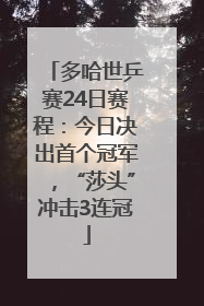 多哈世乒赛24日赛程：今日决出首个冠军，“莎头”冲击3连冠