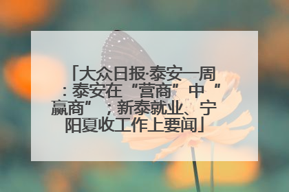 大众日报·泰安一周：泰安在“营商”中“赢商”；新泰就业、宁阳夏收工作上要闻