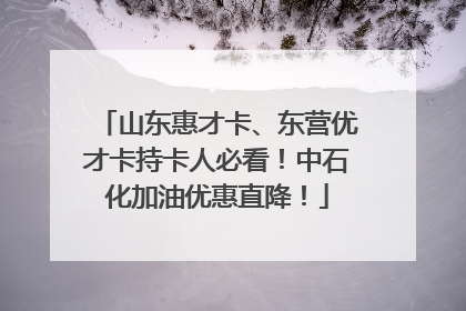 山东惠才卡、东营优才卡持卡人必看！中石化加油优惠直降！