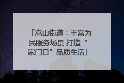 嵩山街道：丰富为民服务场景 打造“家门口”品质生活