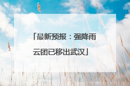 最新预报：强降雨云团已移出武汉