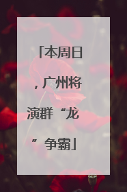 本周日，广州将演群“龙”争霸