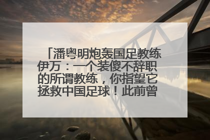 潘粤明炮轰国足教练伊万：一个装傻不辞职的所谓教练，你指望它拯救中国足球！此前曾多次发文评价国足