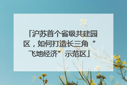 沪苏首个省级共建园区，如何打造长三角“飞地经济”示范区