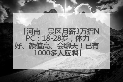 河南一景区月薪3万招NPC：18-28岁，体力好、颜值高、会聊天！已有1000多人应聘