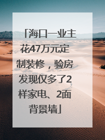 海口一业主花47万元定制装修，验房发现仅多了2样家电、2面背景墙
