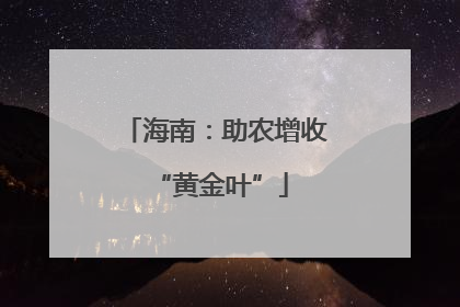 海南：助农增收 “黄金叶”