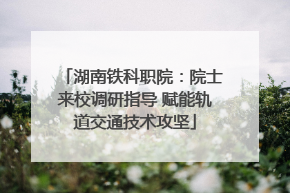 湖南铁科职院：院士来校调研指导 赋能轨道交通技术攻坚