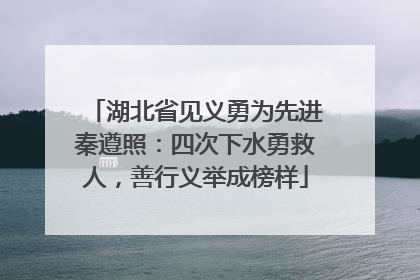 湖北省见义勇为先进秦遵照：四次下水勇救人，善行义举成榜样