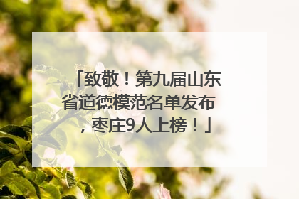 致敬！第九届山东省道德模范名单发布，枣庄9人上榜！