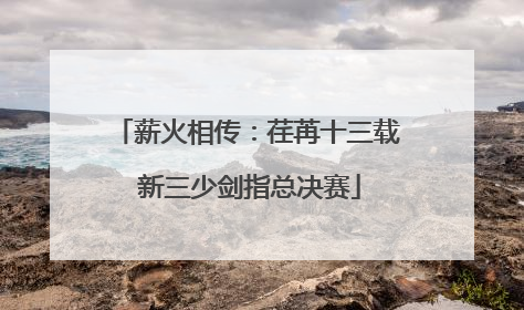 薪火相传：荏苒十三载 新三少剑指总决赛