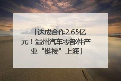 达成合作2.65亿元！温州汽车零部件产业“链接”上海