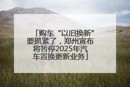 购车“以旧换新”要抓紧了，郑州宣布将暂停2025年汽车置换更新业务