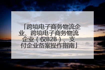 跨境电子商务物流企业、跨境电子商务物流企业（仅B2B）、支付企业备案操作指南