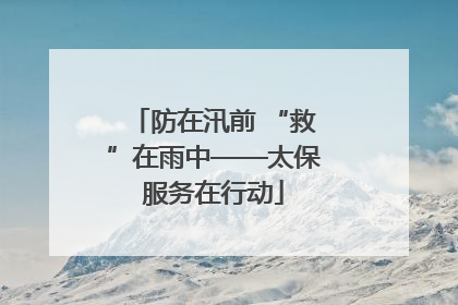 防在汛前 “救”在雨中——太保服务在行动