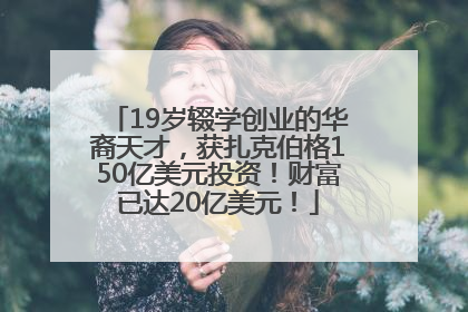 19岁辍学创业的华裔天才，获扎克伯格150亿美元投资！财富已达20亿美元！