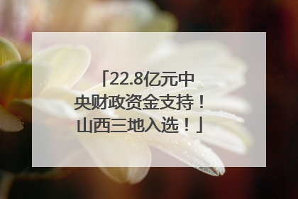 22.8亿元中央财政资金支持！山西三地入选！