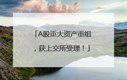 A股重大资产重组，获上交所受理！